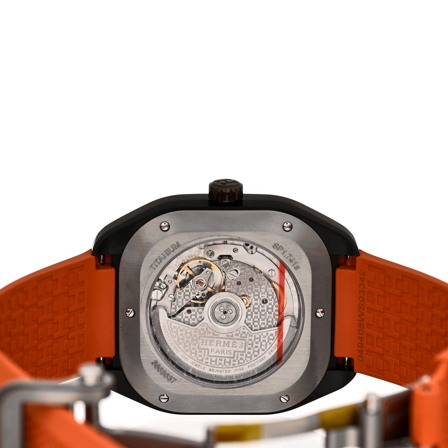 Hermes DLC Coated Titanium Rubber 39mm H08 Automatic Watch Orange 4 of 5