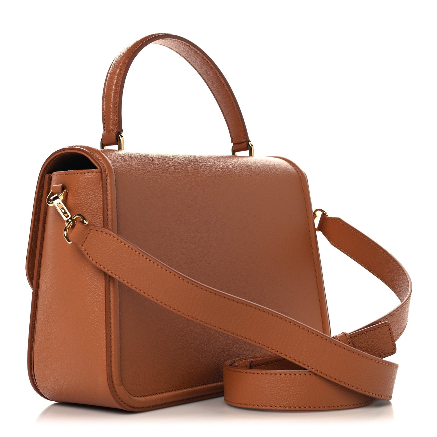 Calfskin 22 Logo MM Plaque Top Handle Bag Terracotta
