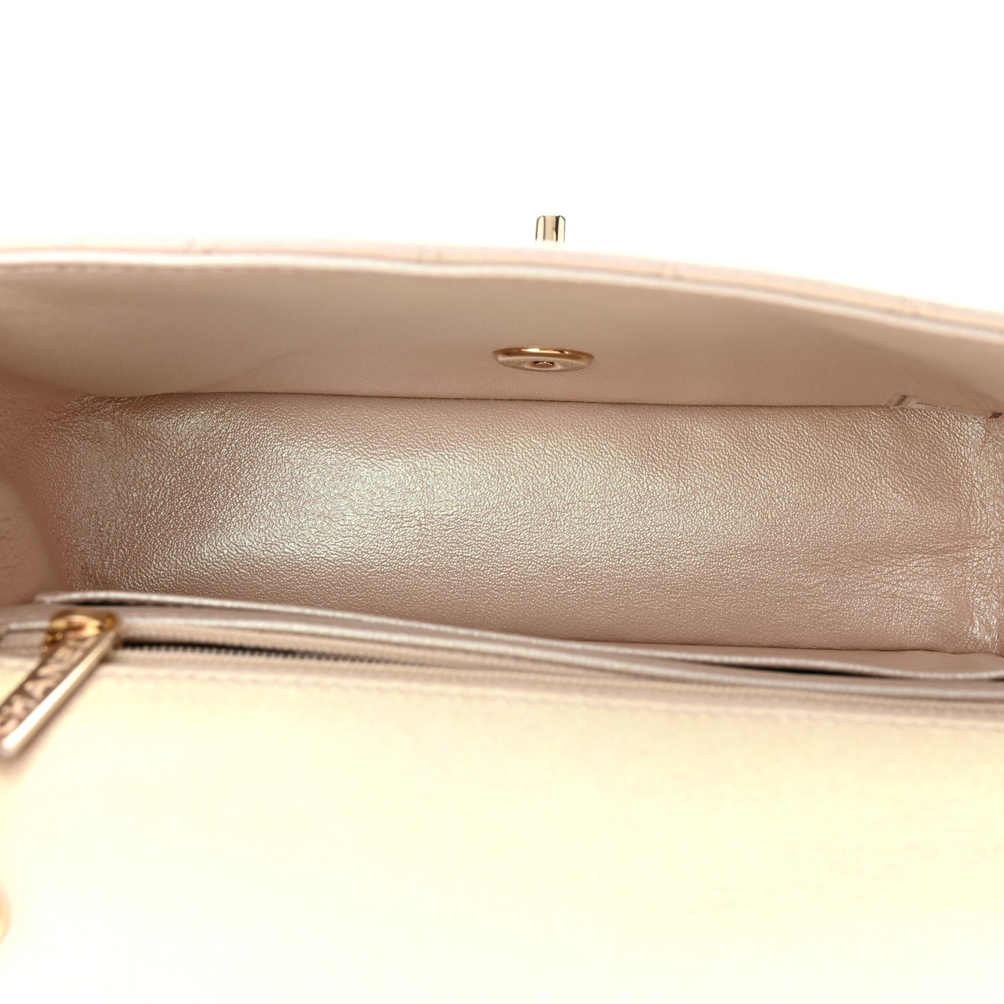 Iridescent Lambskin Quilted Mini Rectangular Flap Ivory