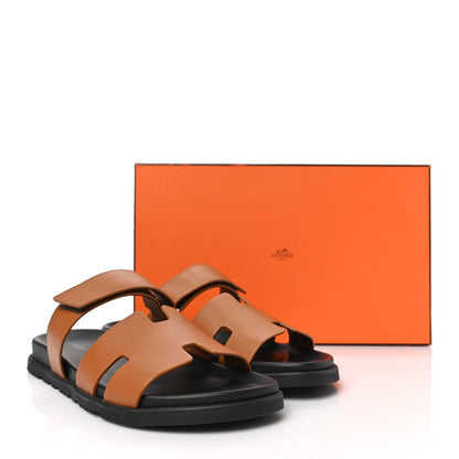 Hermes Calfskin Mens Chypre Sandals 44 Gold 10 of 10
