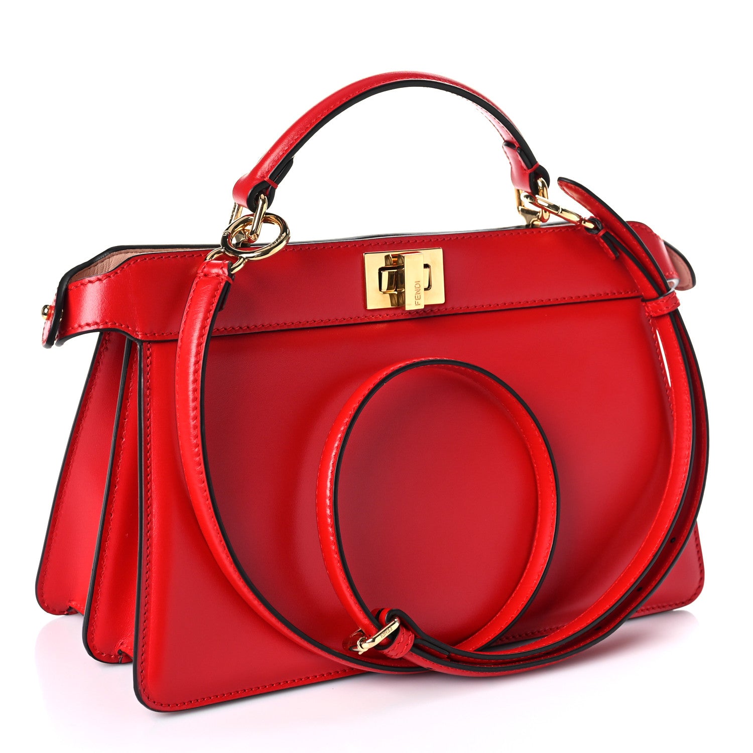 Fendi Vitello King Luxor Shiny Nappa Medium Peekaboo I SEE U East West Satchel Fuoco Light Rose 2 of 8