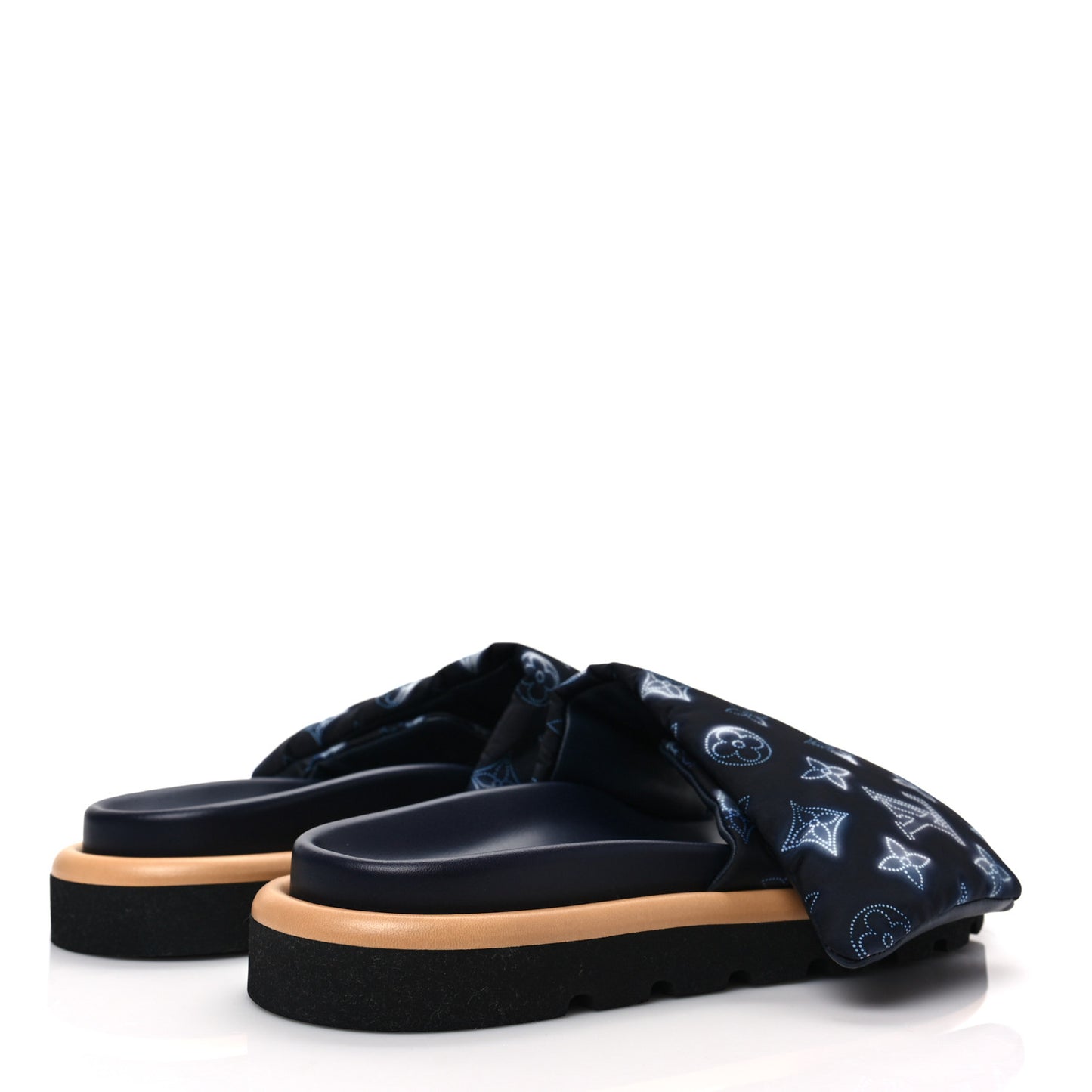 Nylon Monogram Womens Pool Pillow Comfort Mules 39 Navy Blue