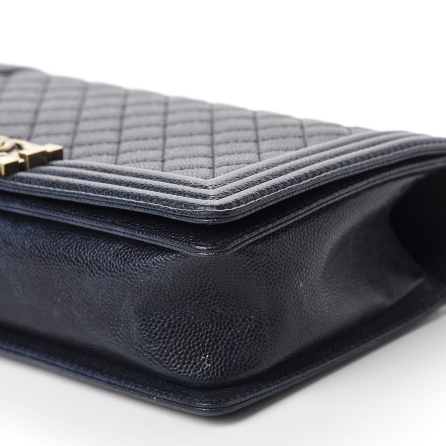 Caviar Quilted New Medium Boy Flap Dark Navy Blue