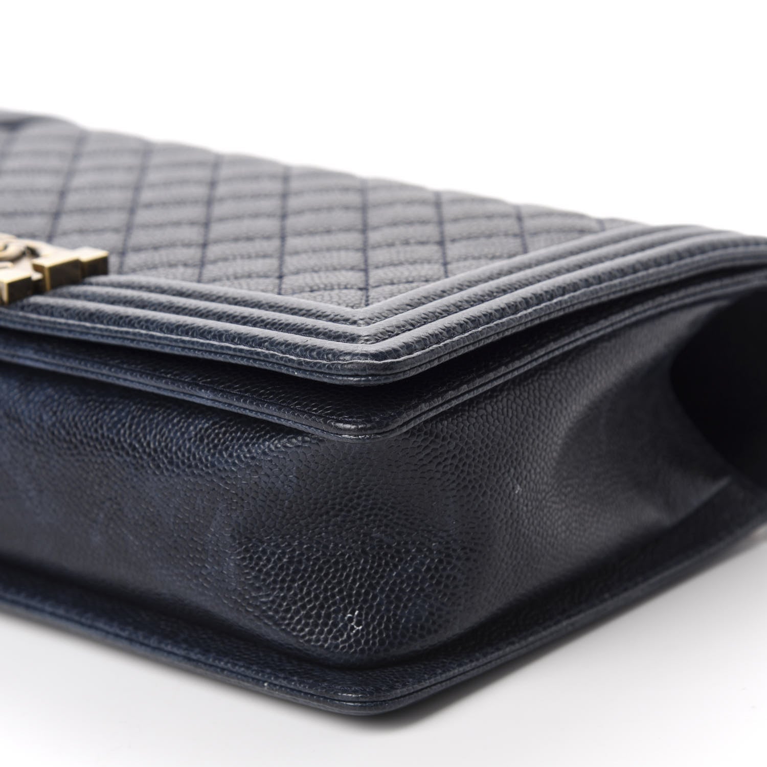Chanel Caviar Quilted New Medium Boy Flap Dark Navy Blue 7 of 12