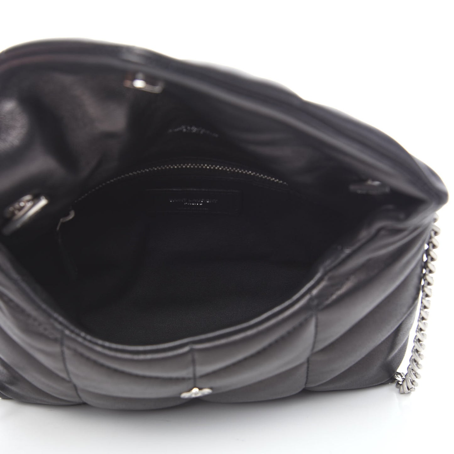 Lambskin Quilted Toy Loulou Puffer Monogram Chain Satchel Black