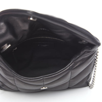 Saint Laurent Lambskin Quilted Toy Loulou Puffer Monogram Chain Satchel Black 5 of 13