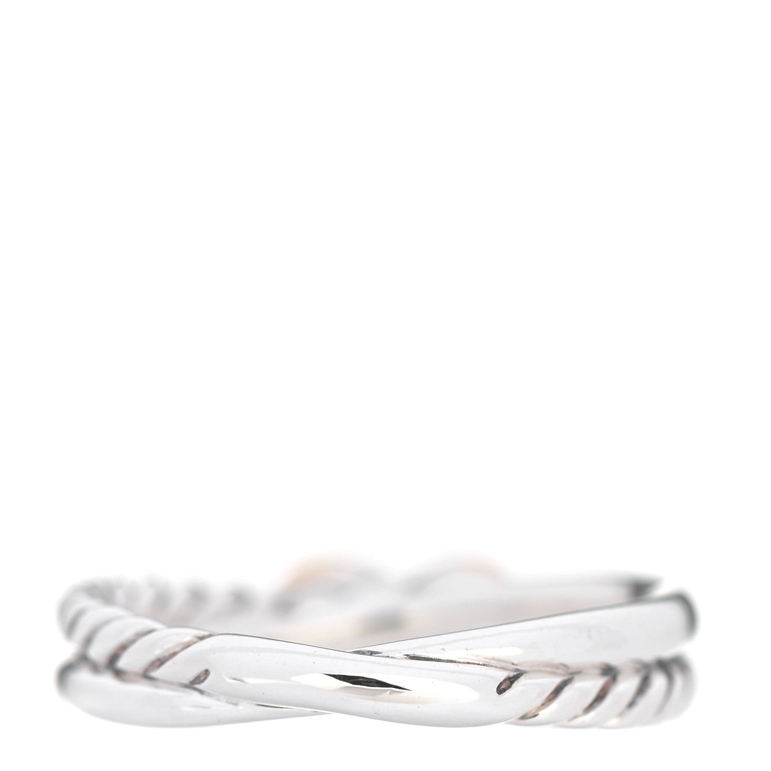 David Yurman Sterling Silver 18K Yellow Gold Petite X Crossover Ring 56 7.5 3 of 4