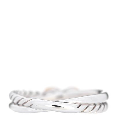 David Yurman Sterling Silver 18K Yellow Gold Petite X Crossover Ring 56 7.5 3 of 4