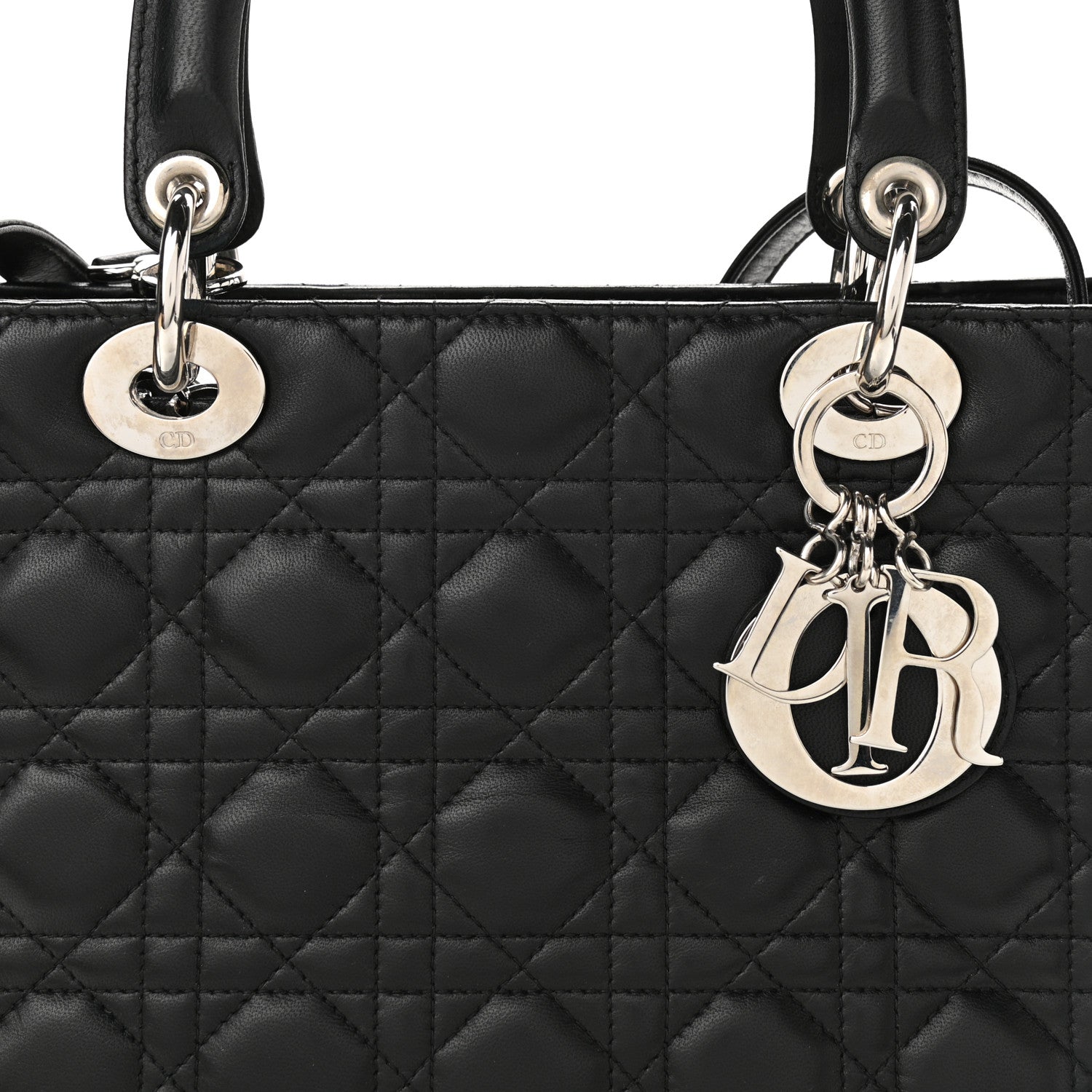 Christian Dior Lambskin Cannage Medium Lady Dior Black 7 of 10