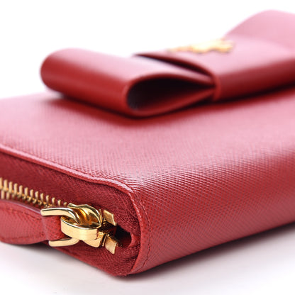Prada Saffiano Fiocco Bow Zip Around Wallet Fuoco 8 of 10