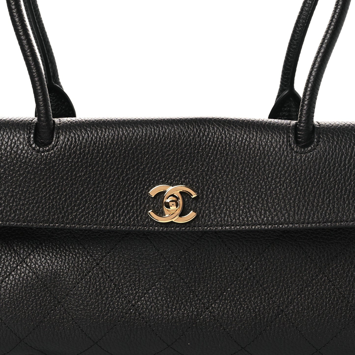 Grained Calfskin Stitched Urban Essentials Small Shopping Bag Black