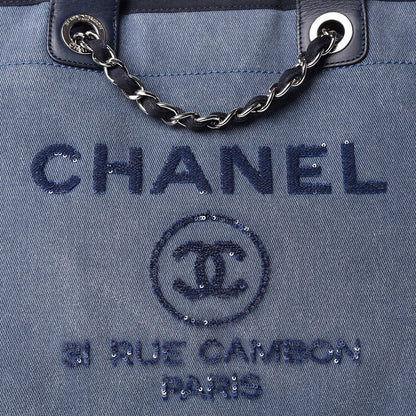 Chanel Canvas Sequin Large Deauville Tote Navy 8 of 10