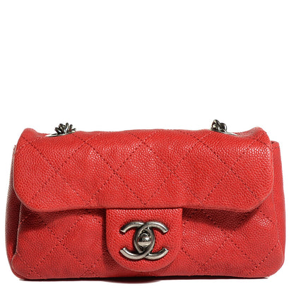 Chanel Caviar Quilted Mini Simply CC Flap Red 1 of 9