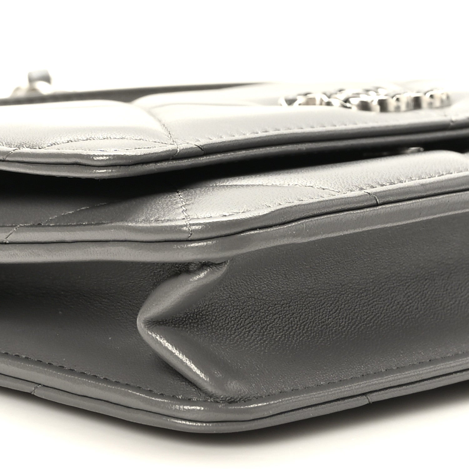 Chanel Lambskin Quilted Chanel 19 Wallet On Chain WOC Dark Grey 8 of 10