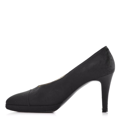Chanel Grosgrain Cap Toe Pumps 37.5 Black 1 of 19