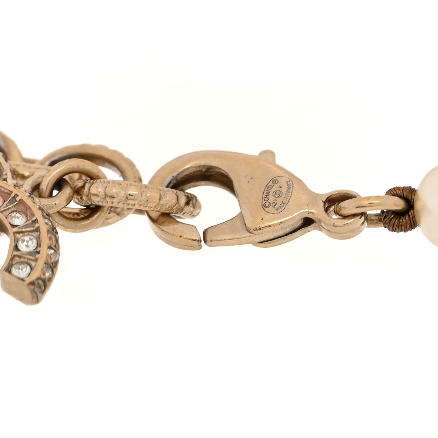 Chanel Graduated Pearl Crystal CC Bracelet Gold 4 of 5