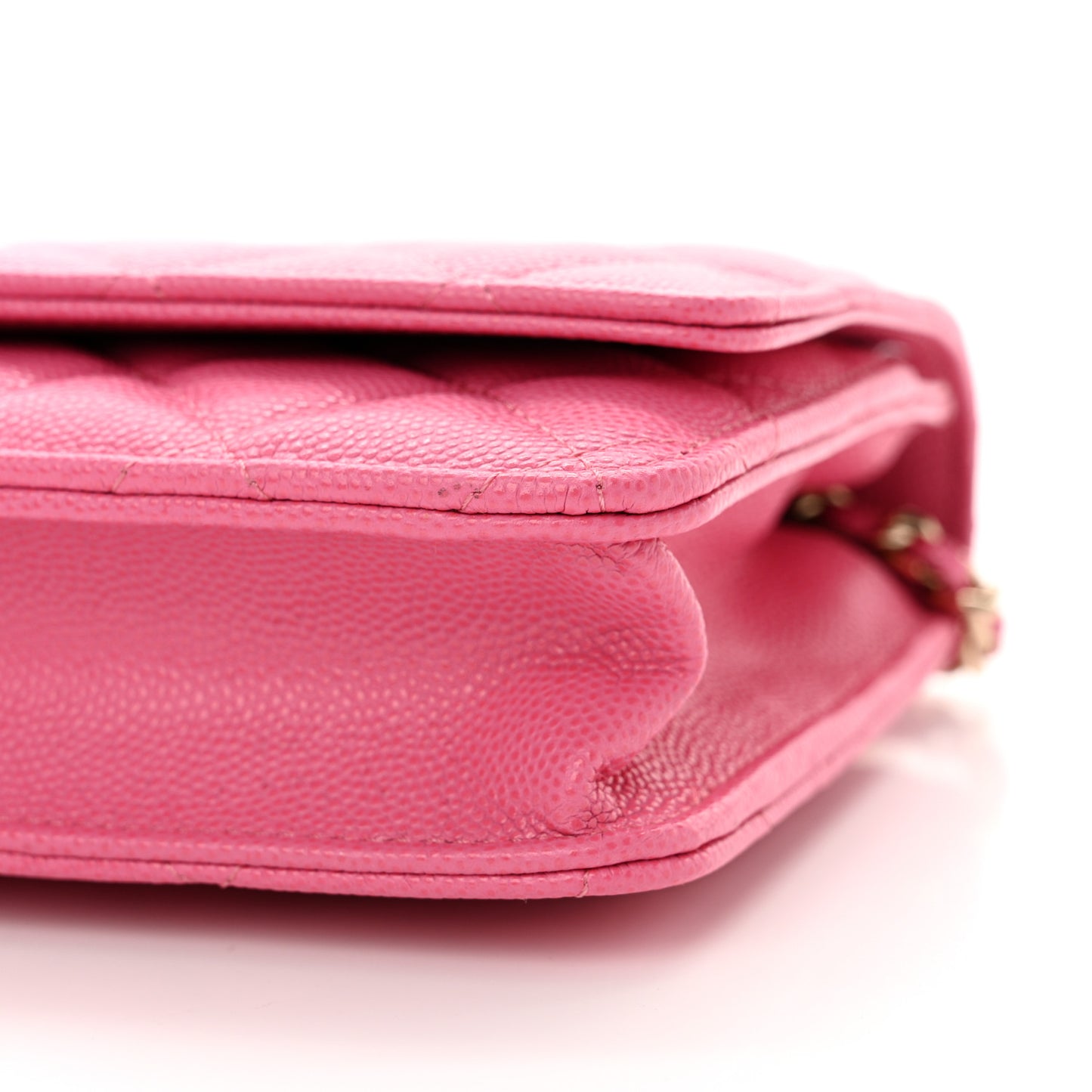 Caviar Quilted Wallet on Chain WOC Pink