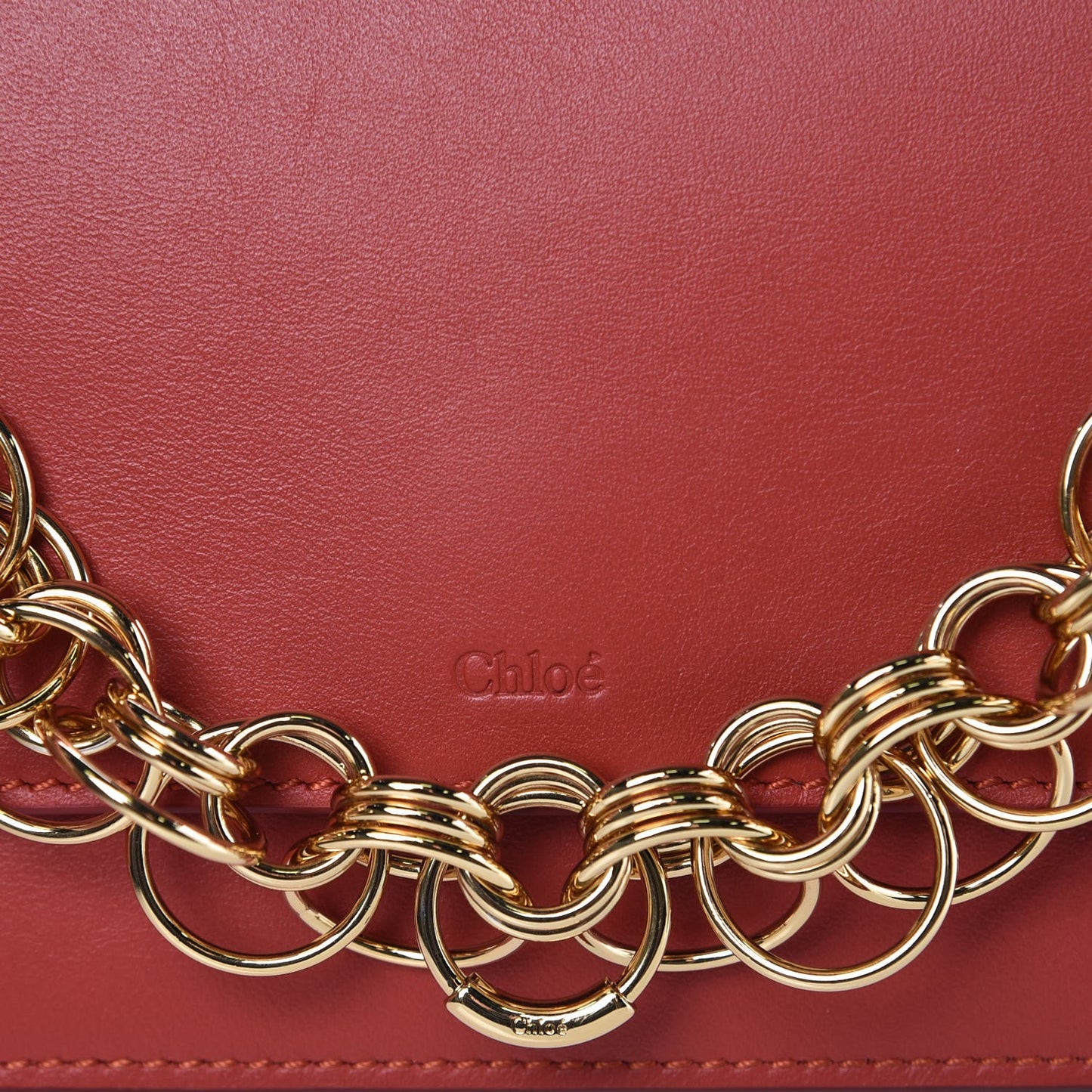 Calfskin Drew Bijou Clutch Earthy Red