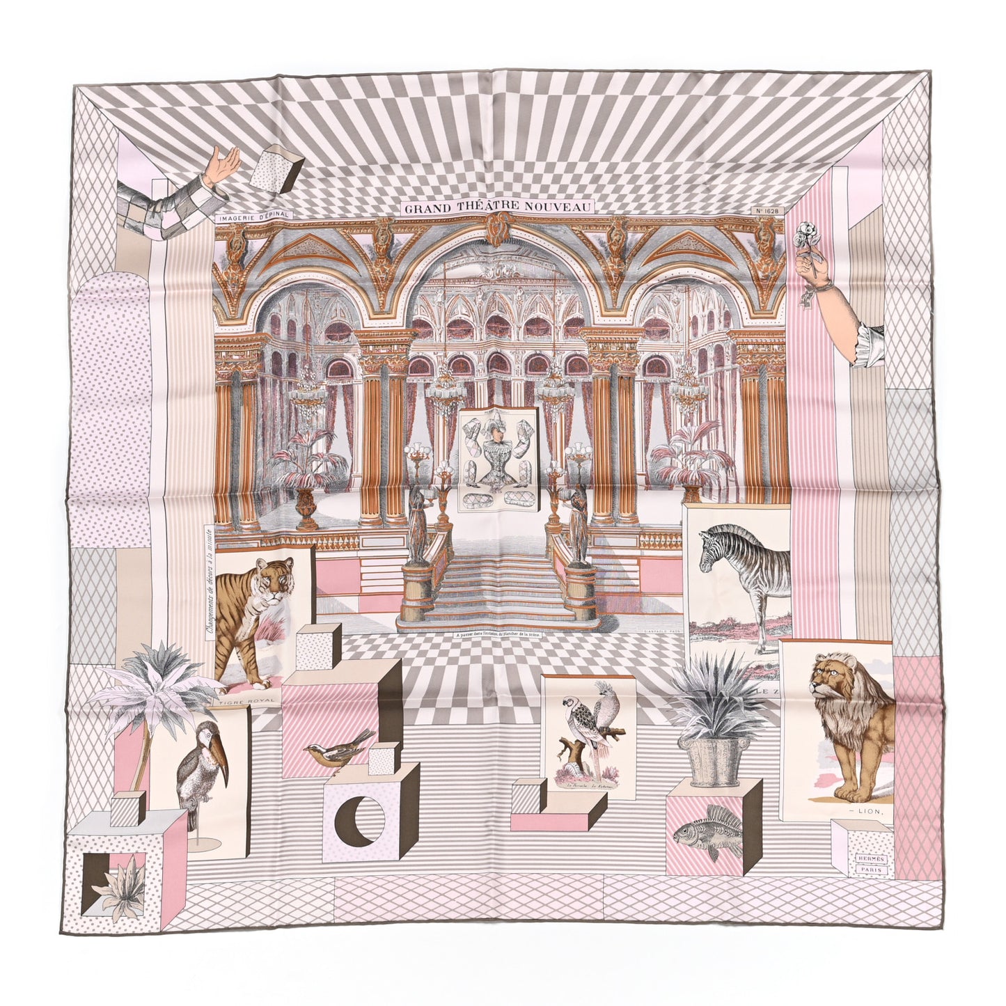 Silk Grand Theatre Nouveau Scarf 90 Rose Pale Etoupe