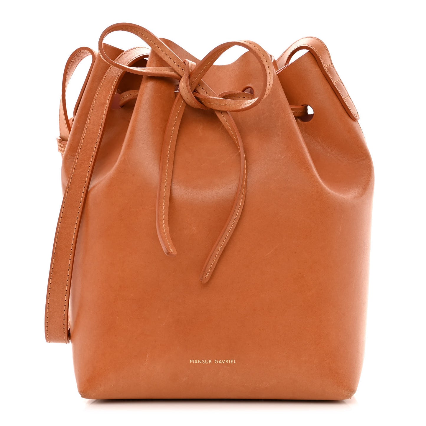 Vegetable Tanned Calfskin Mini Bucket Bag Cammello Rosa