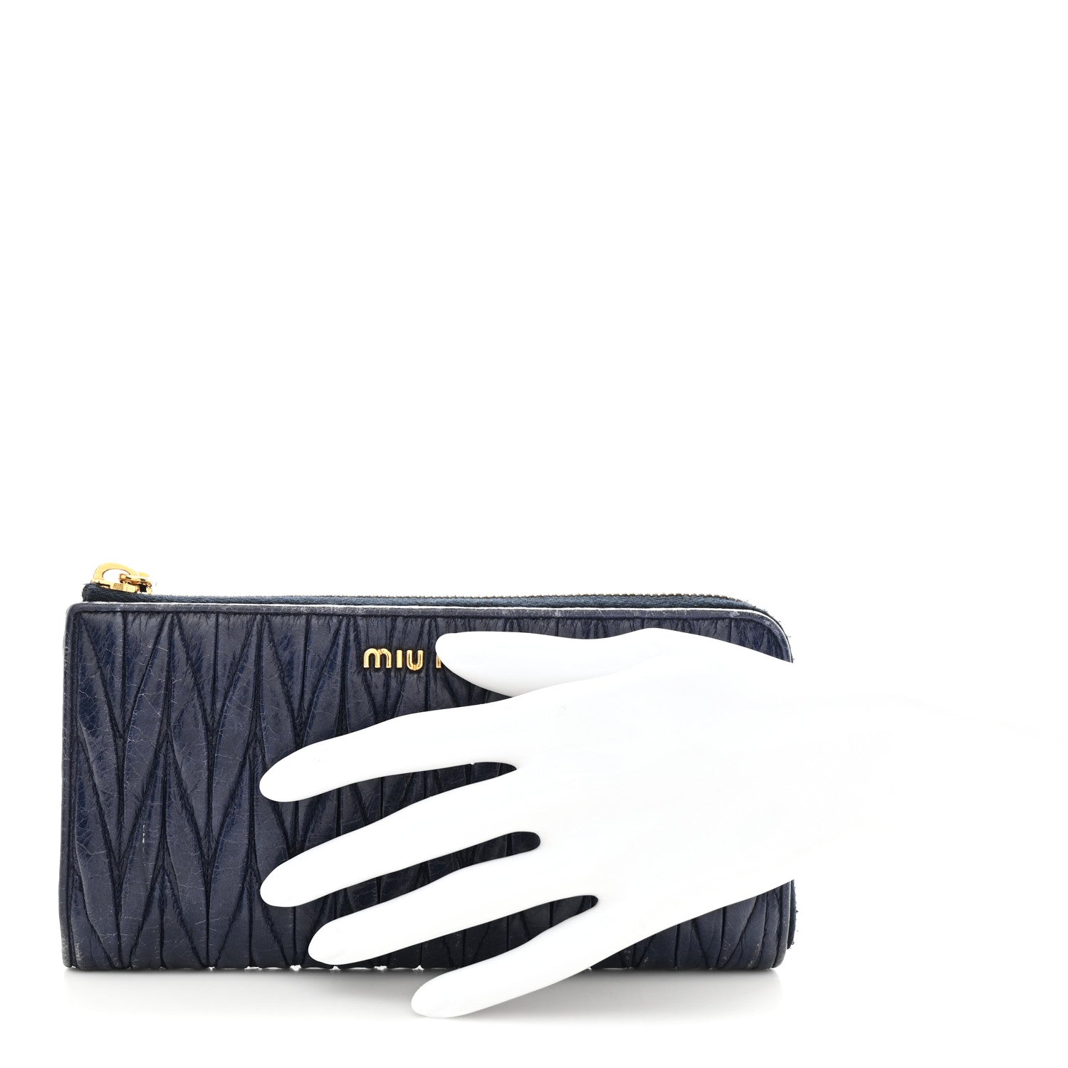 Miu Miu Nappa Matelasse Lux Zip Around Wallet Bleuette 2 of 8