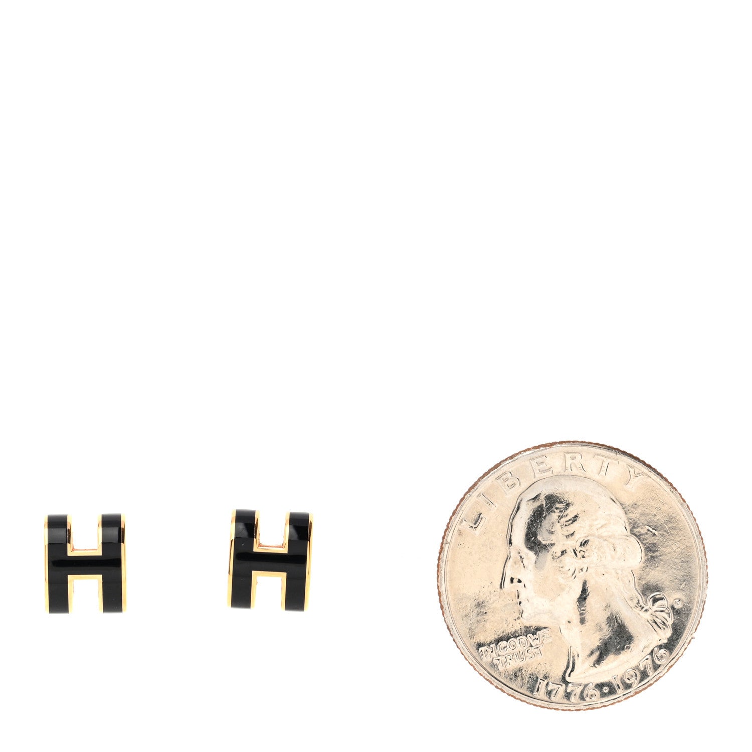 Hermes Gold Lacquered Mini Pop H Earrings Black 2 of 5