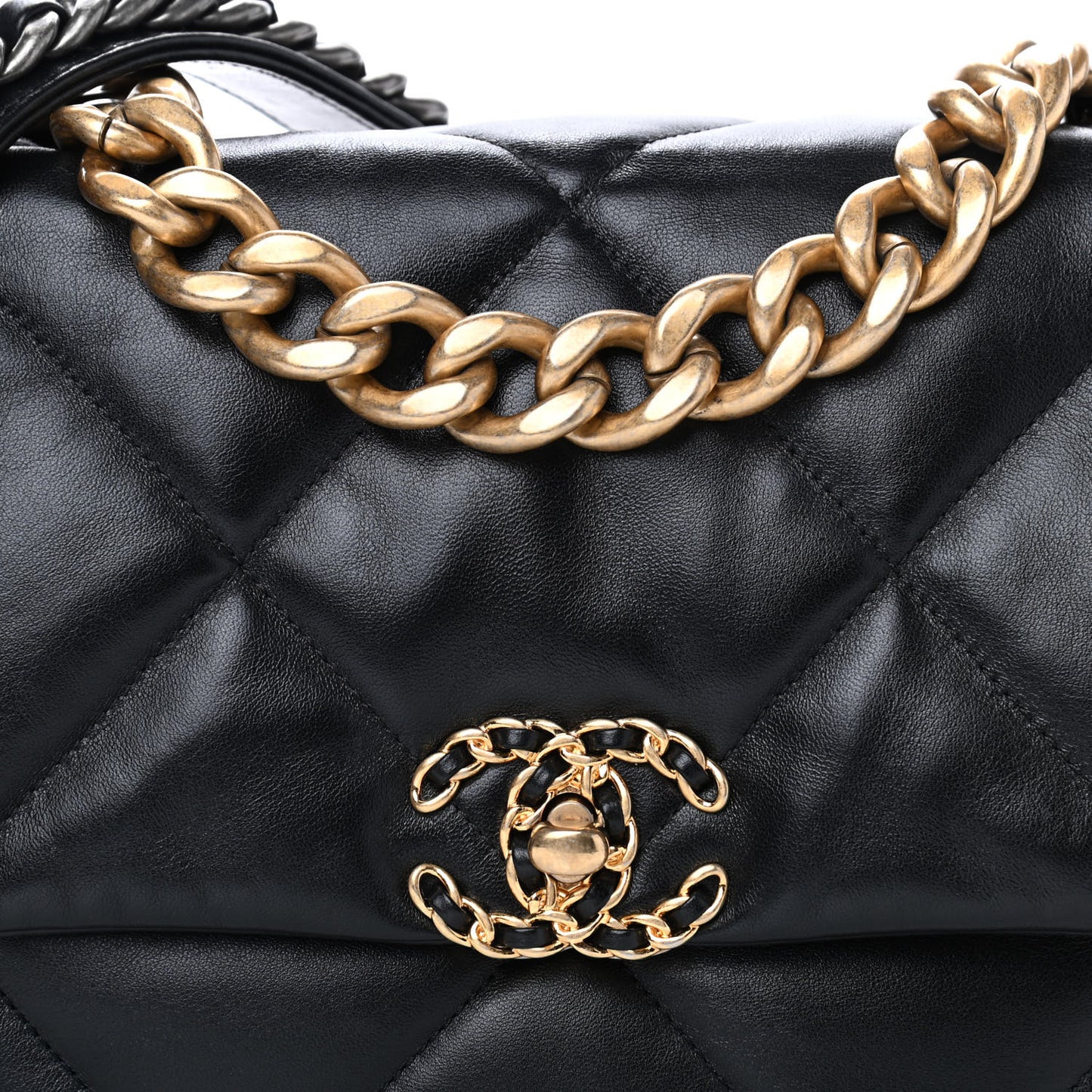 Lambskin Quilted Large Chanel 19 Flap Black