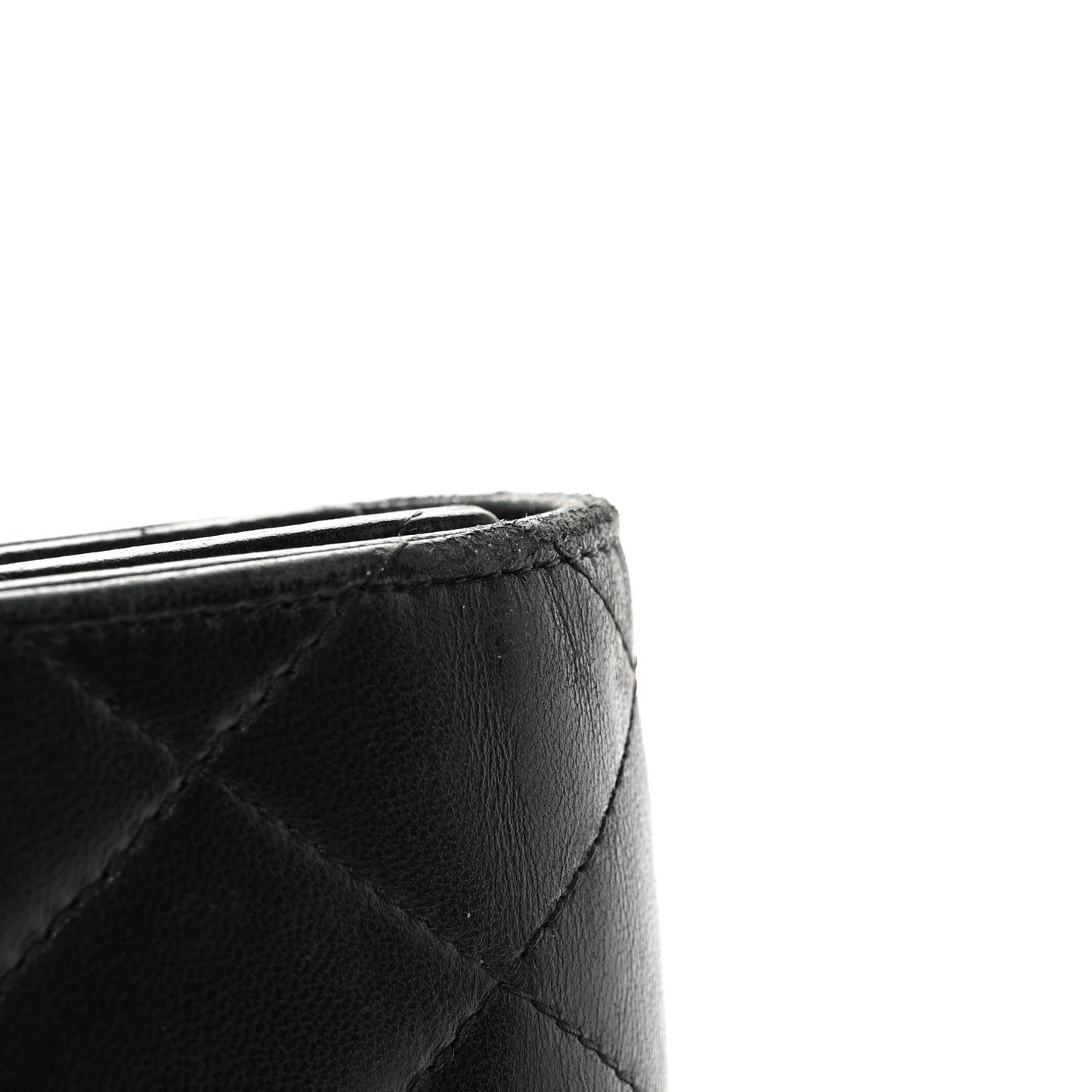 Lambskin Quilted Large Flap Gusset Wallet Black