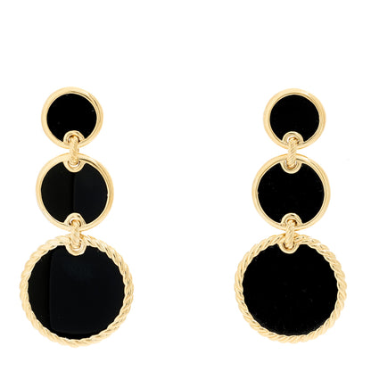 David Yurman 18K Yellow Gold Black Onyx Elements Triple Drop Earrings 1 of 4