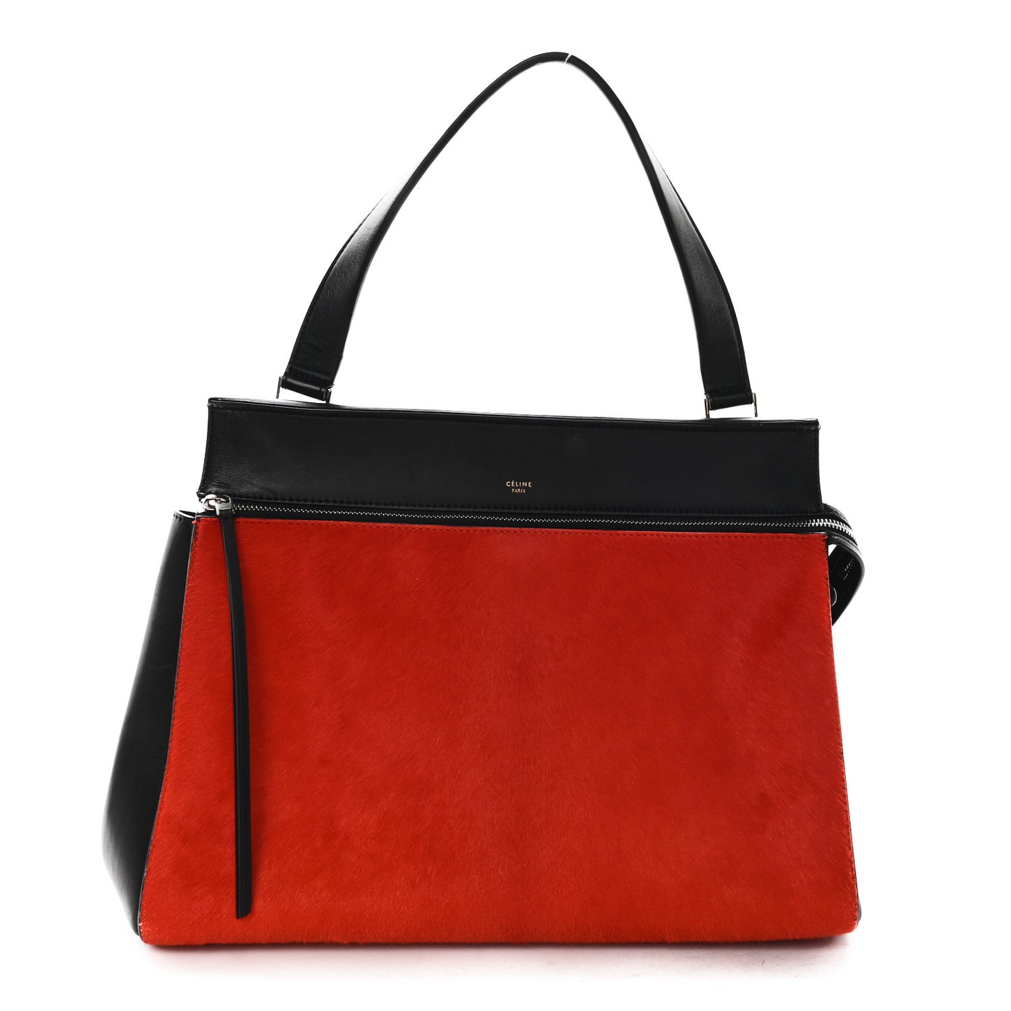 Pony Hair Medium Edge Shoulder Bag Vermillion