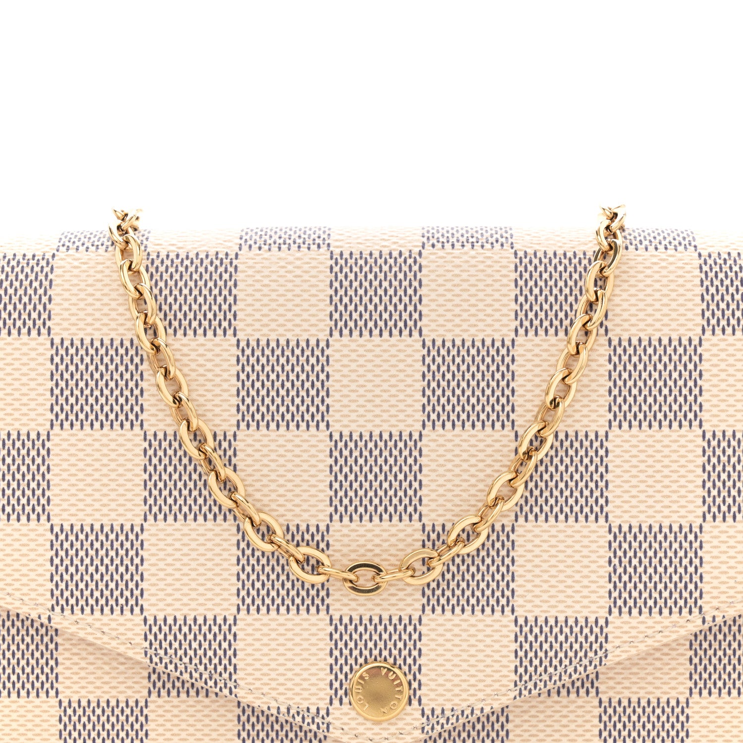 Louis Vuitton Damier Azur Pochette Felicie Chain Wallet Rose Ballerine 9 of 11