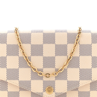 Louis Vuitton Damier Azur Pochette Felicie Chain Wallet Rose Ballerine 9 of 11