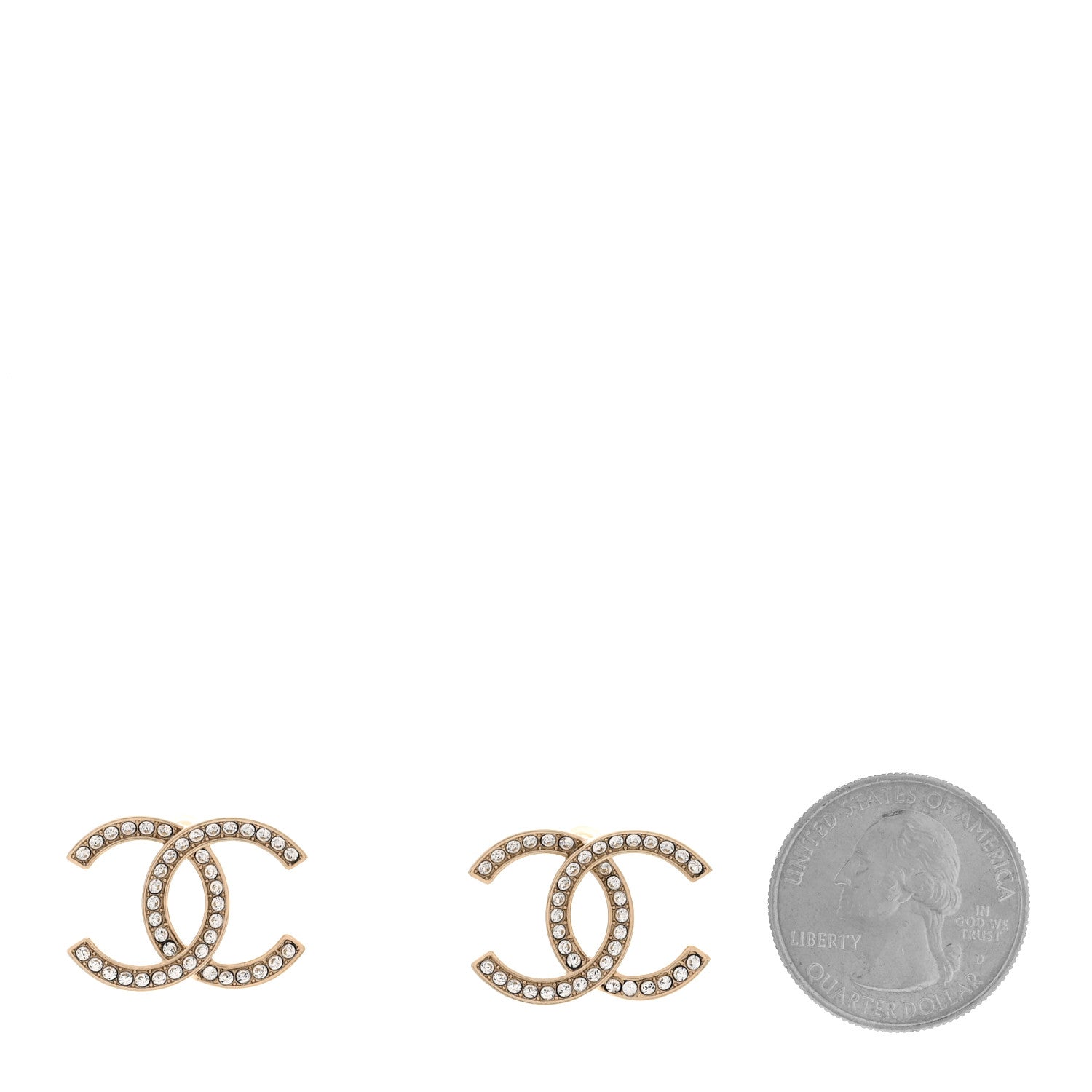 Chanel Crystal Large CC Earrings Gold 2 of 5
