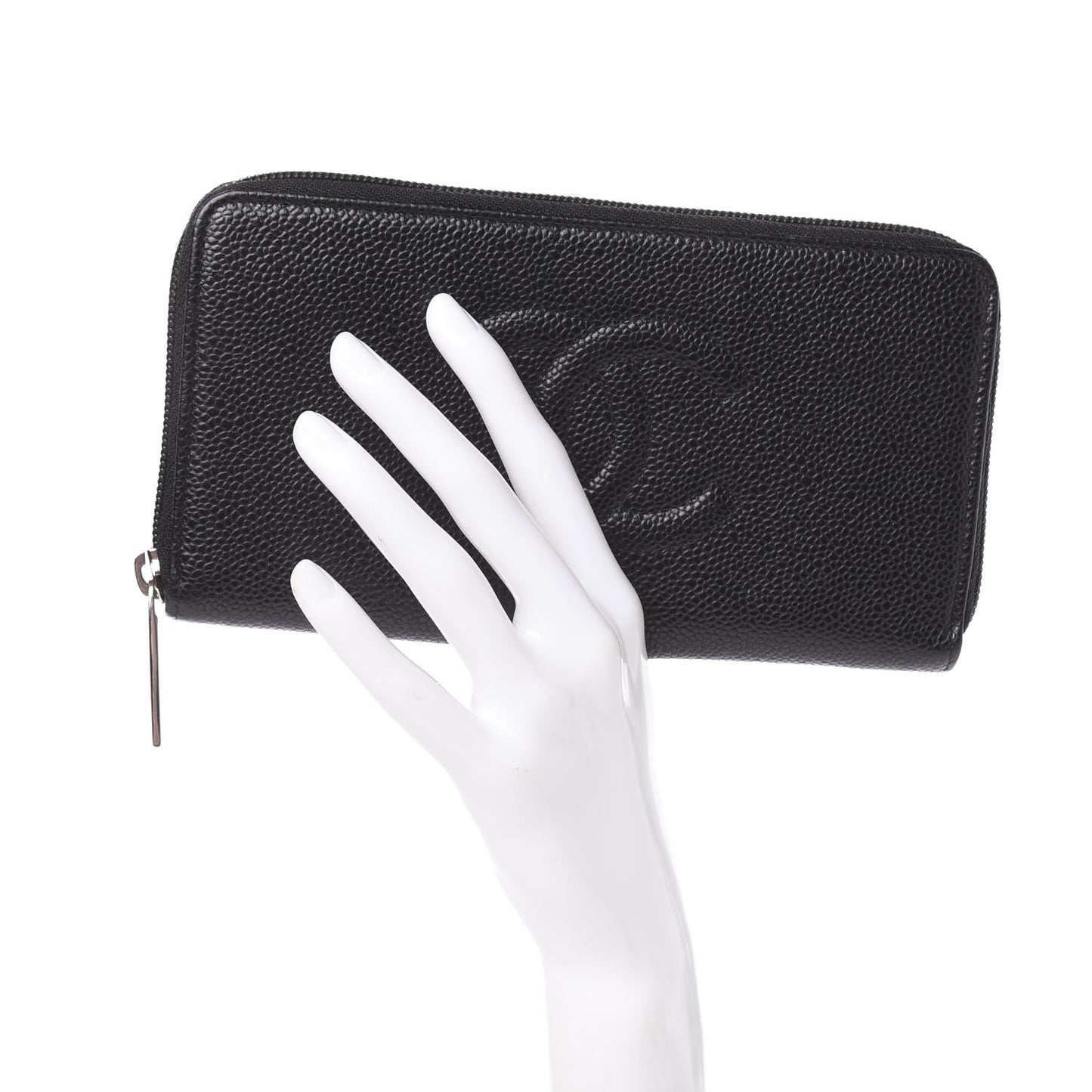 Caviar Large Timeless CC Zip Around Wallet Black