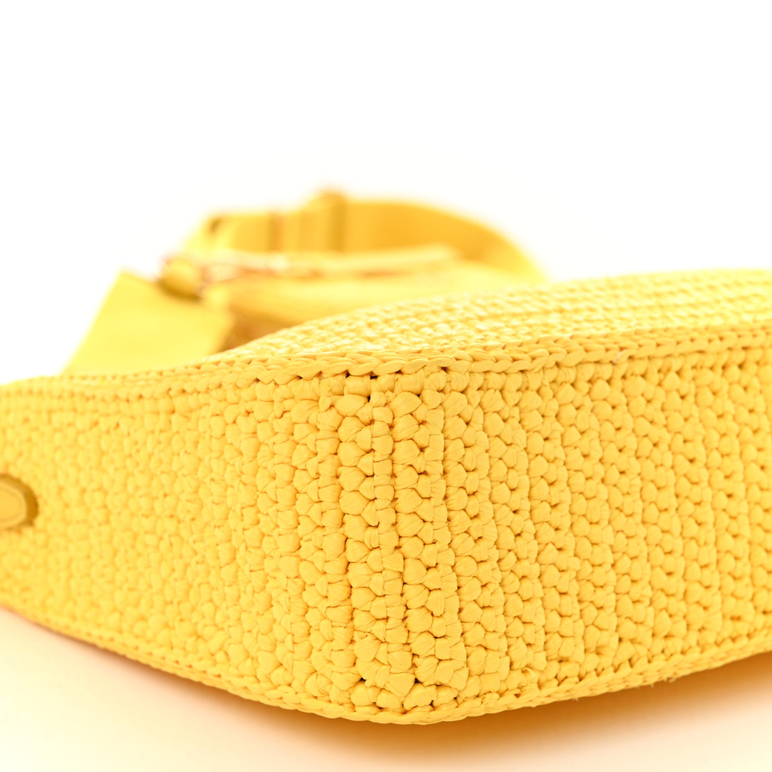 Prada Yarn Raffia Effect Crochet Re-Edition 2005 Shoulder Bag Giallo 10 of 11