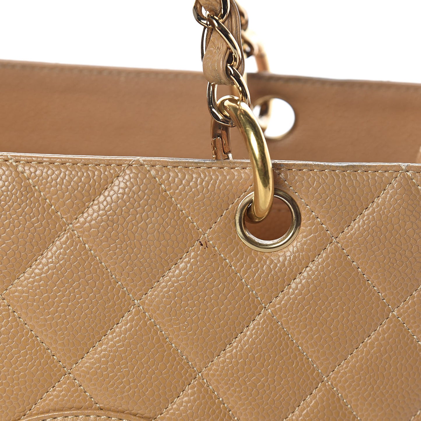 Caviar Quilted Grand Shopping Tote GST Beige