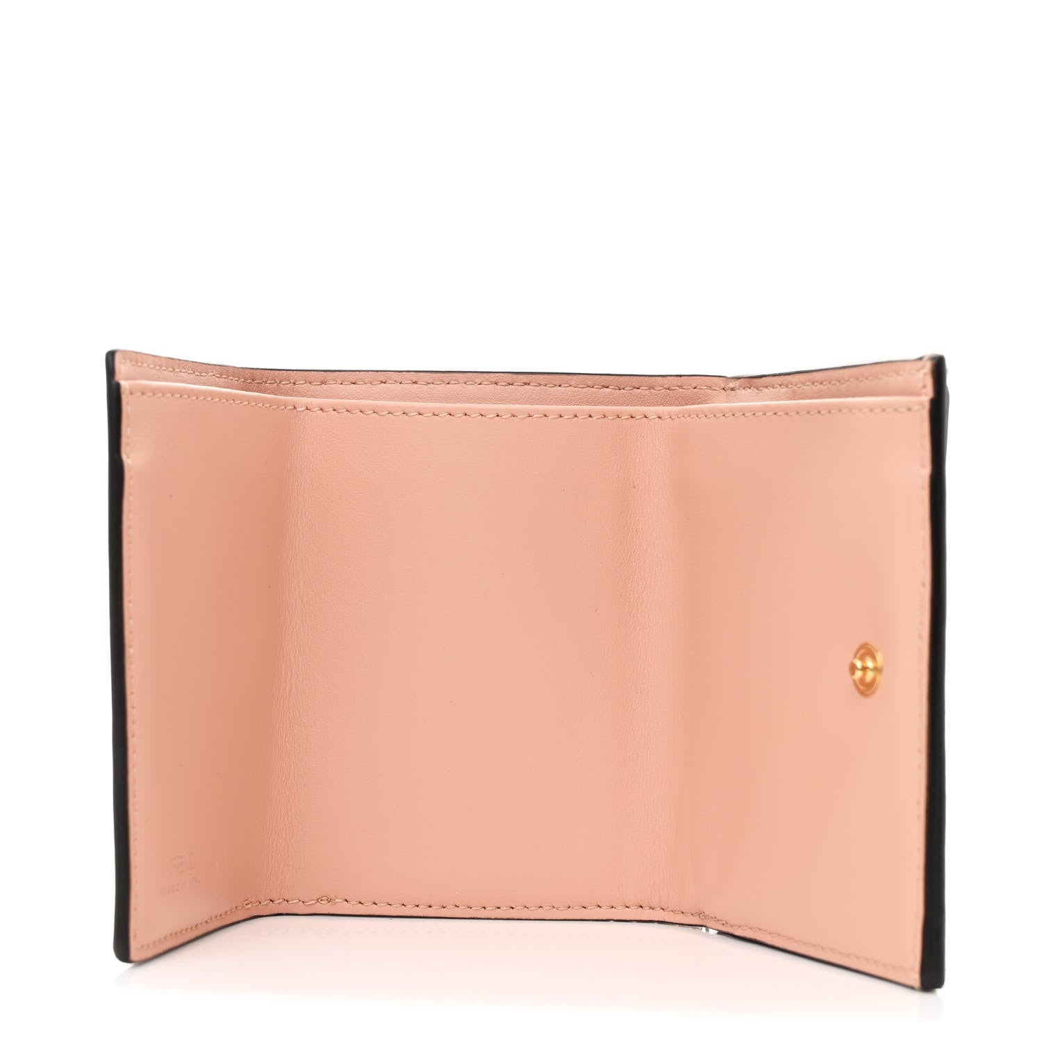 Fendi Vitello Kyoto Metal Fendi Roma Logo Micro Trifold Wallet with Chain Light Rose 6 of 12