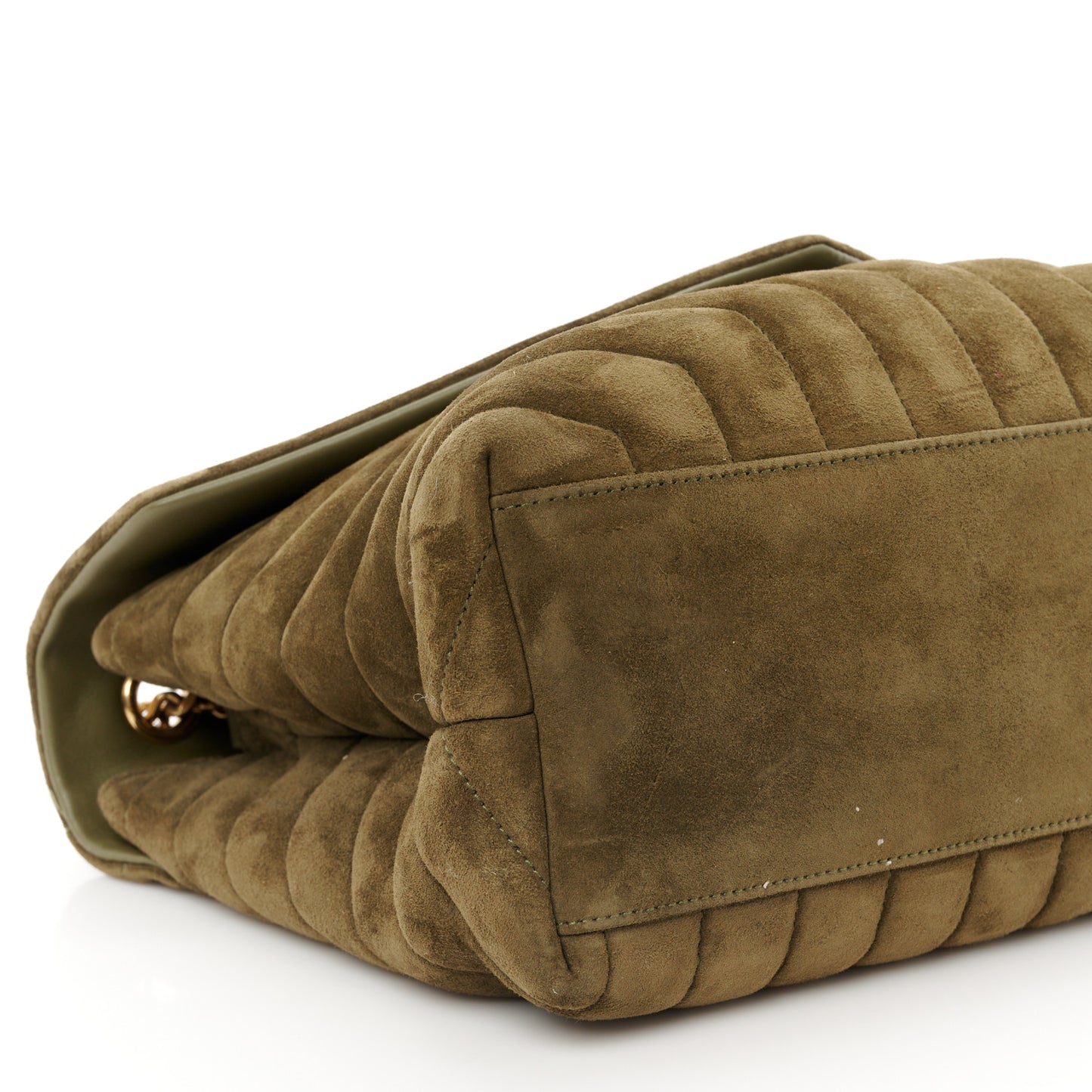 Suede Y Quilted Monogram Medium Loulou Chain Satchel Loden Green