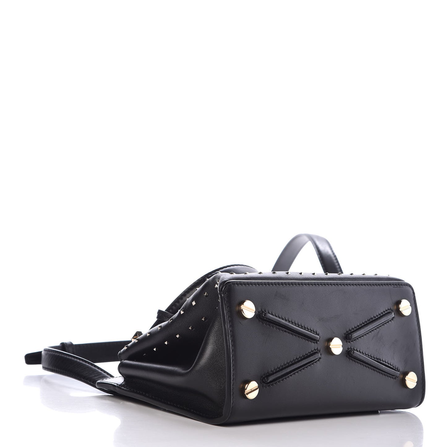 Calfskin Studded Small Joylock Satchel Black
