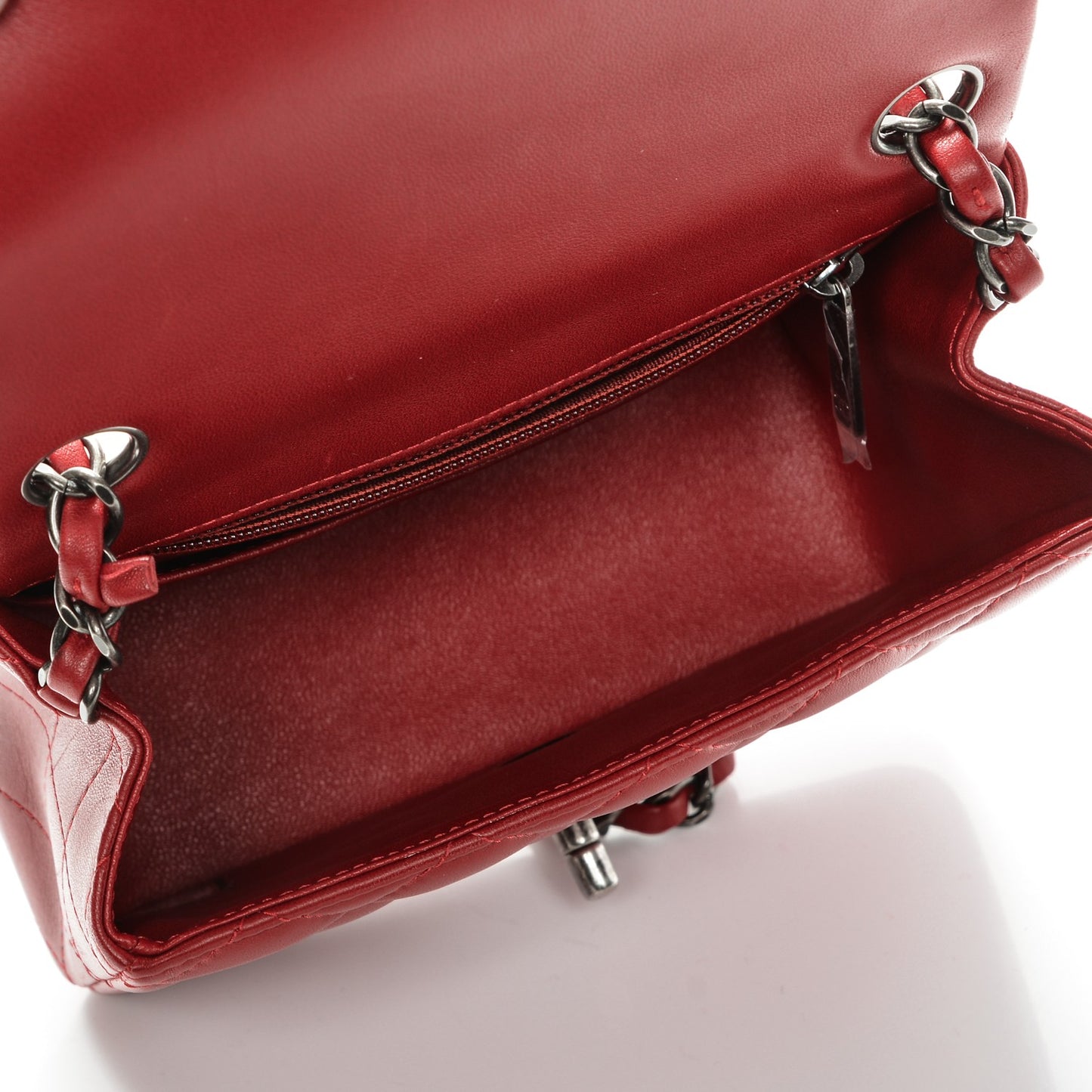 Lambskin Quilted Mini Square Flap Red