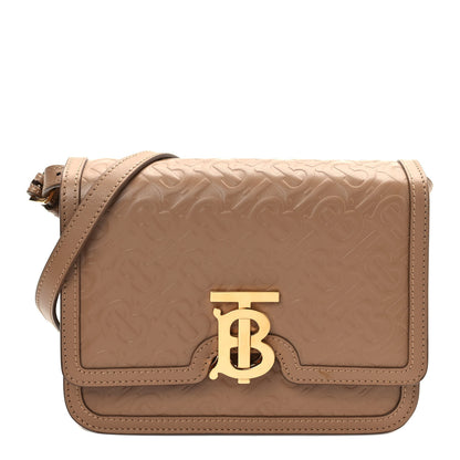 Burberry Calfskin Monogram Embossed Small TB Bag Light Camel 1 of 8