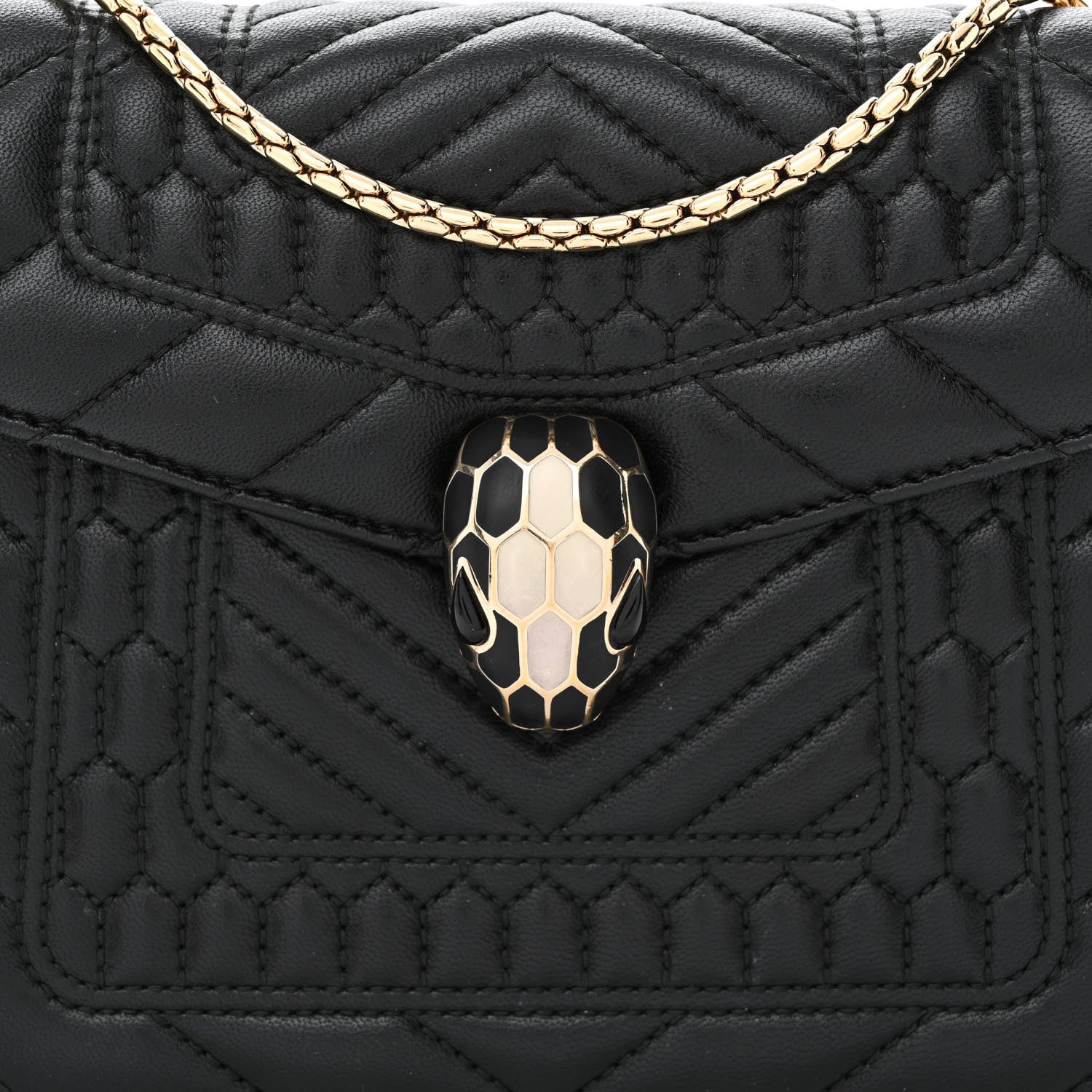 Bulgari Calfskin Quilted Serpenti Forever Shoulder Bag Black 10 of 12
