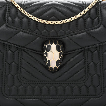Bulgari Calfskin Quilted Serpenti Forever Shoulder Bag Black 10 of 12