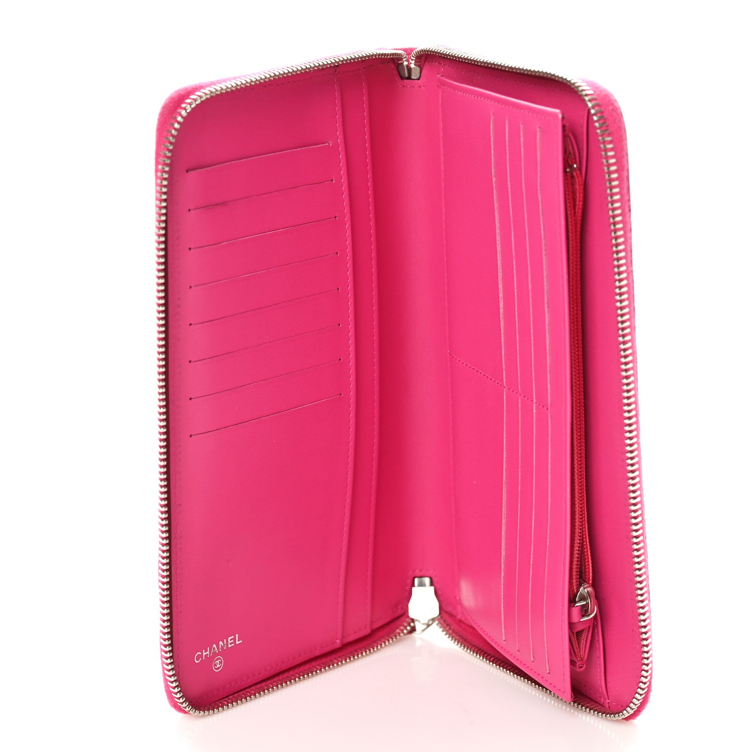 Chanel Iridescent Caviar Quilted Large Zip Around Organizer Wallet Pink 5 of 9