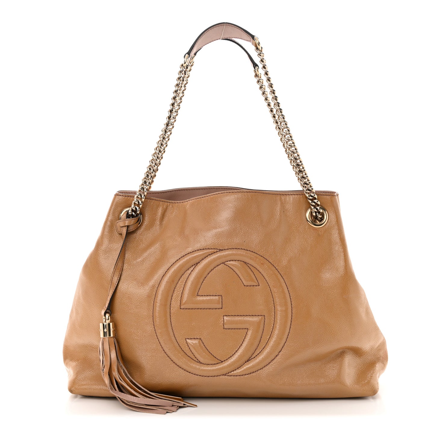 Vernice Naplack Medium Soho Chain Shoulder Bag Dark Cipria