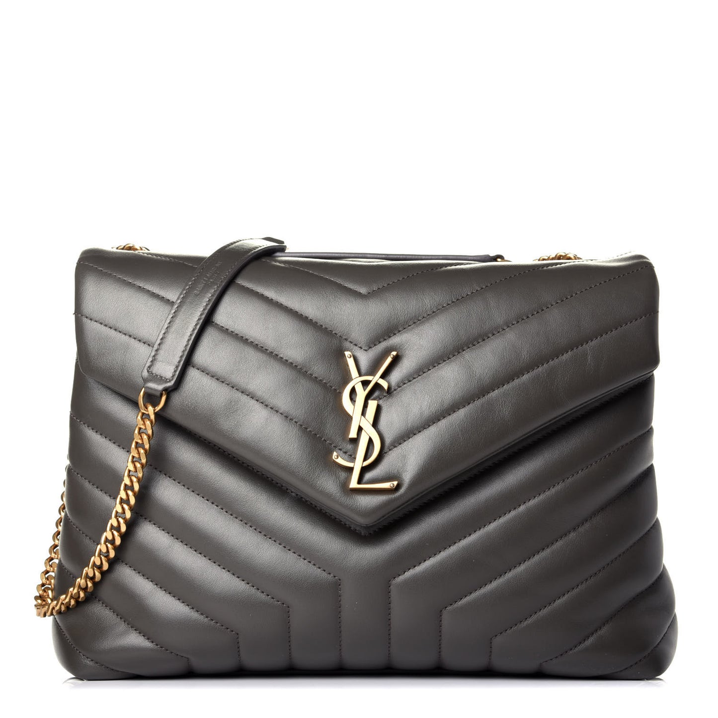 Calfskin Y Quilted Monogram Medium Loulou Chain Satchel Earth
