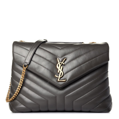 Saint Laurent Calfskin Y Quilted Monogram Medium Loulou Chain Satchel Earth 1 of 9