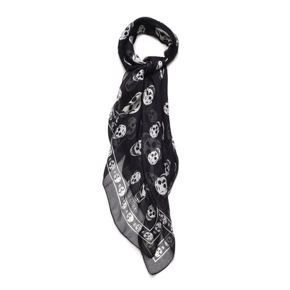 Alexander McQueen Silk Chiffon Skull Scarf Black Ivory 1 of 6
