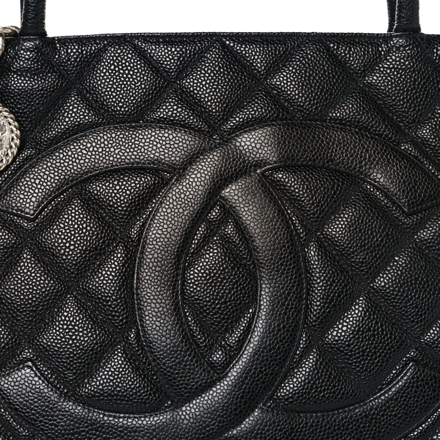 Caviar Quilted Medallion Tote Black