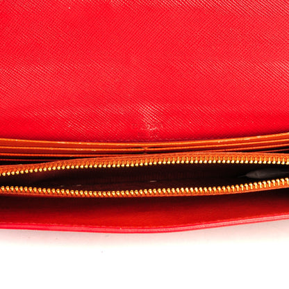 Prada Saffiano Cross Bi-Color Wallet Fuoco Papaya 5 of 7